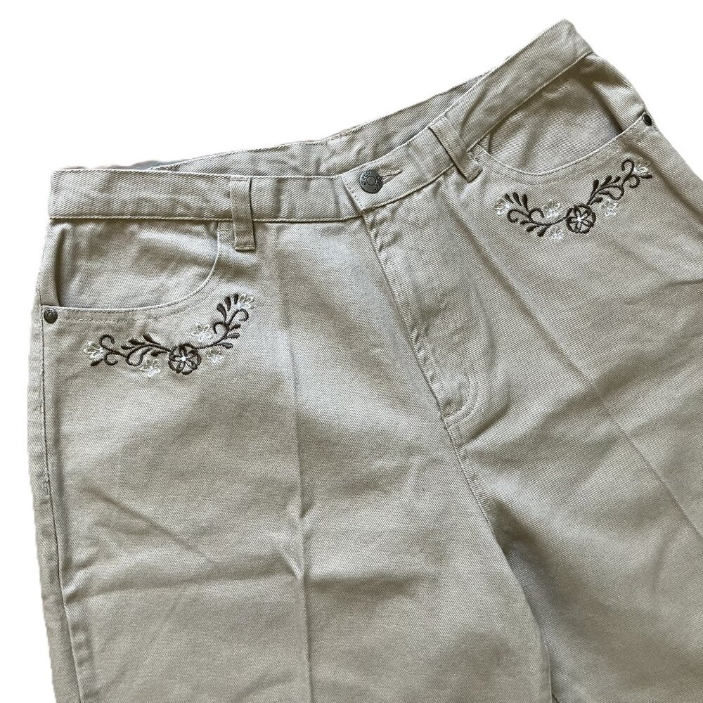 Tradition Country Collection Jean Shorts Vintage 90s Embroidered Beige Denim